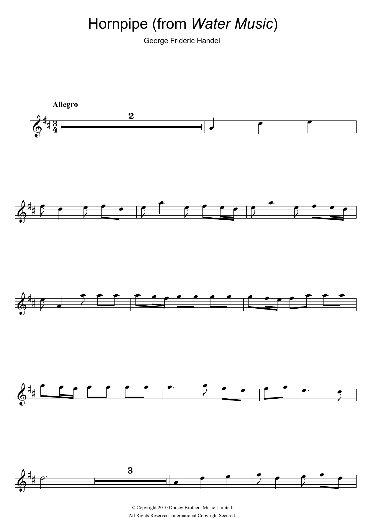 Product gallery: Page 1 of 1 Hornpipe (from The Water Music Suite), George Frideric Handel