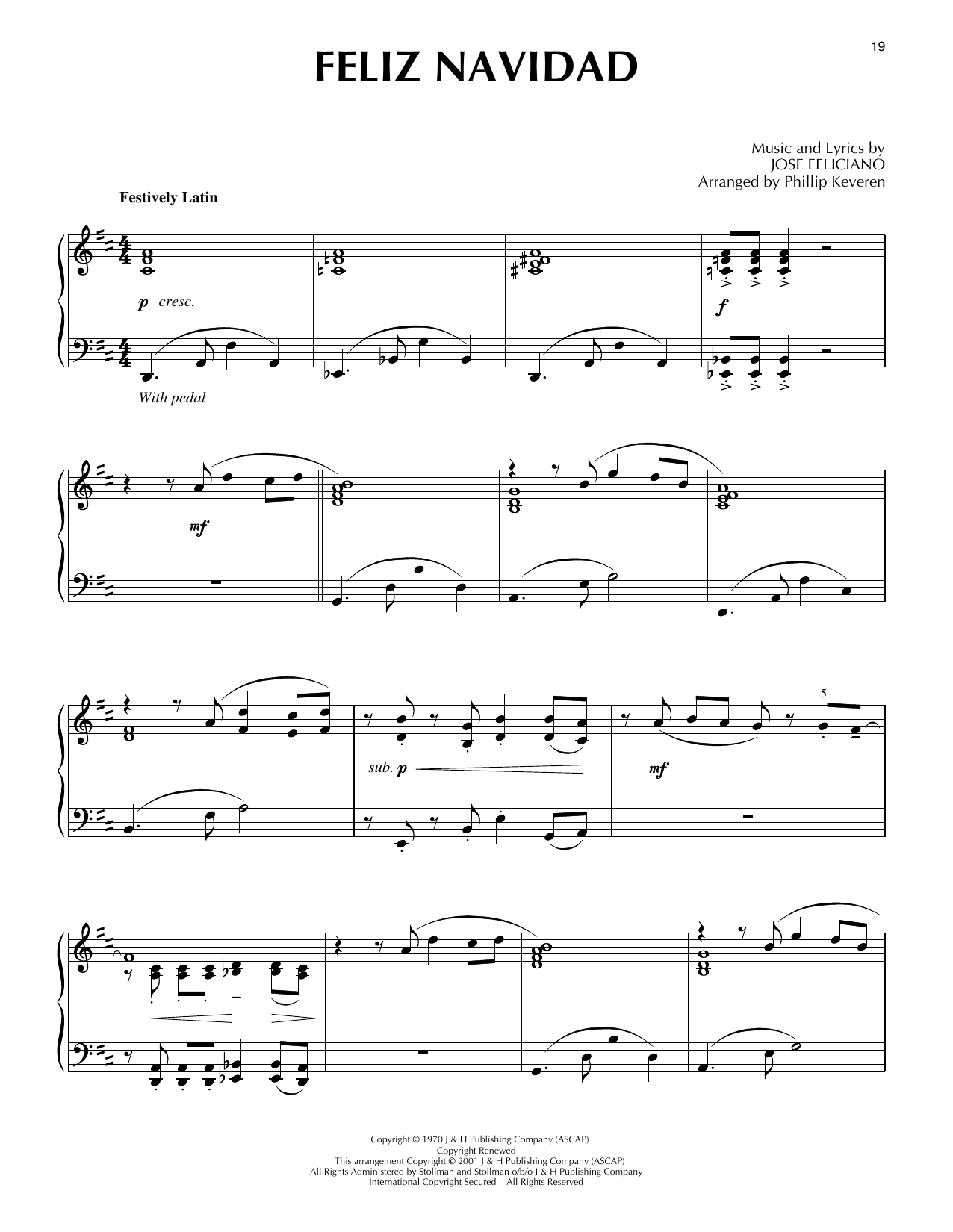 Product gallery: Page 1 of 1 Feliz Navidad [Jazz version] (arr. Phillip Keveren), Jose Feliciano