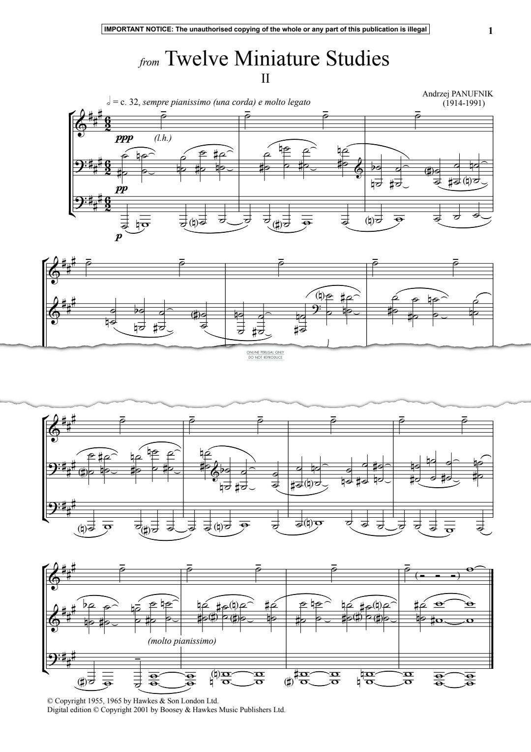 Produktgalerie: Seite 1 von 1 II from Twelve Miniature Studies, Andrzej Panufnik, Klavier