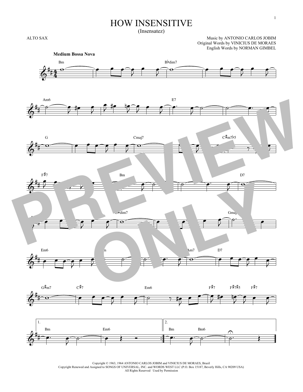 Produktgalerie: Seite 1 von 1 How Insensitive (Insensatez), Antonio Carlos Jobim, Saxophon