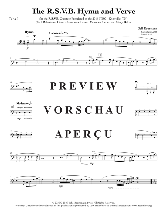Product gallery: Page 20 of 21 The R.S.V.B Hymn and Verve , , (Tuba Quartett EETT)