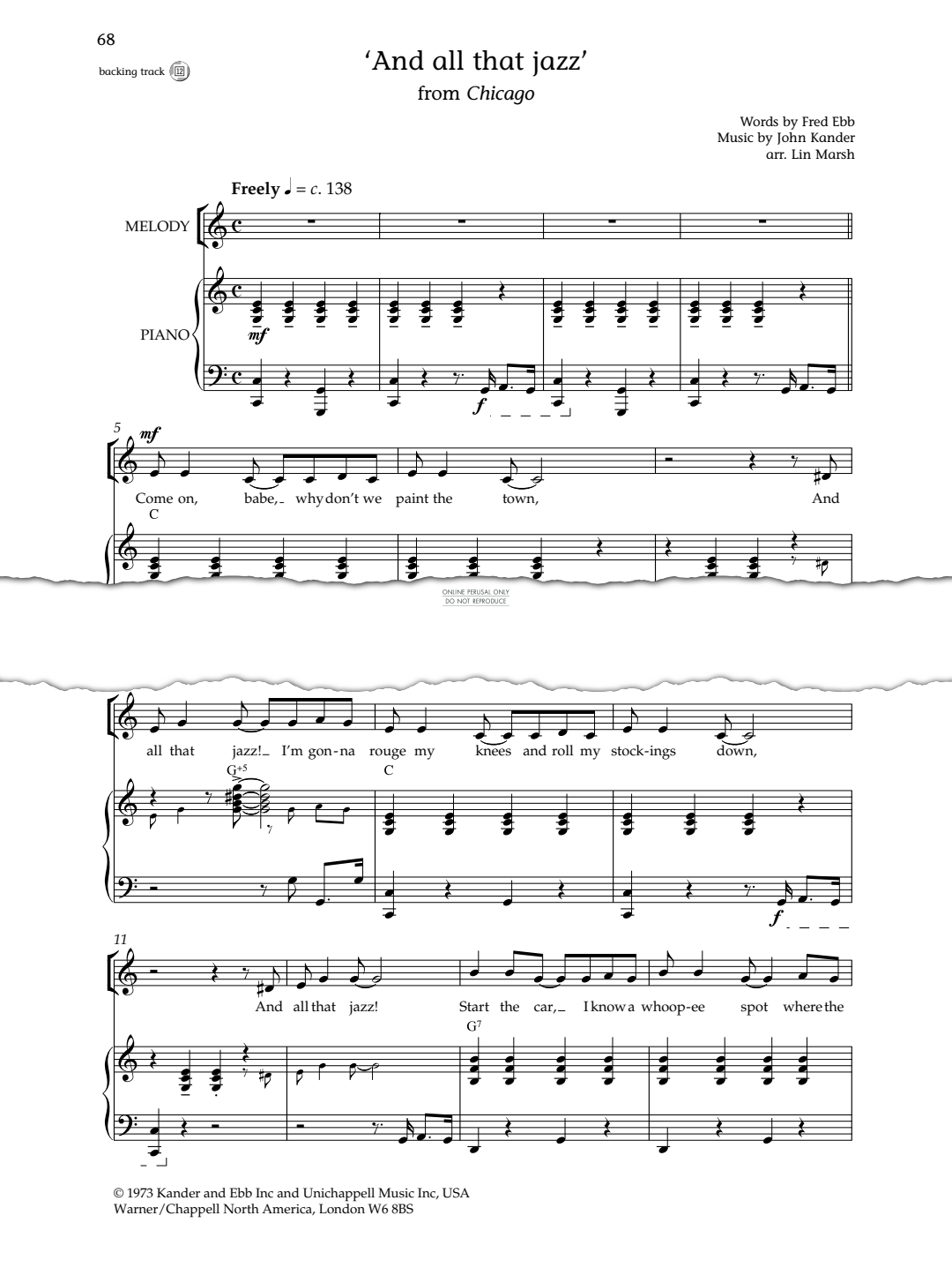 Product gallery: Page 1 of 1 And All That Jazz (from 'Chicago'), John Kander