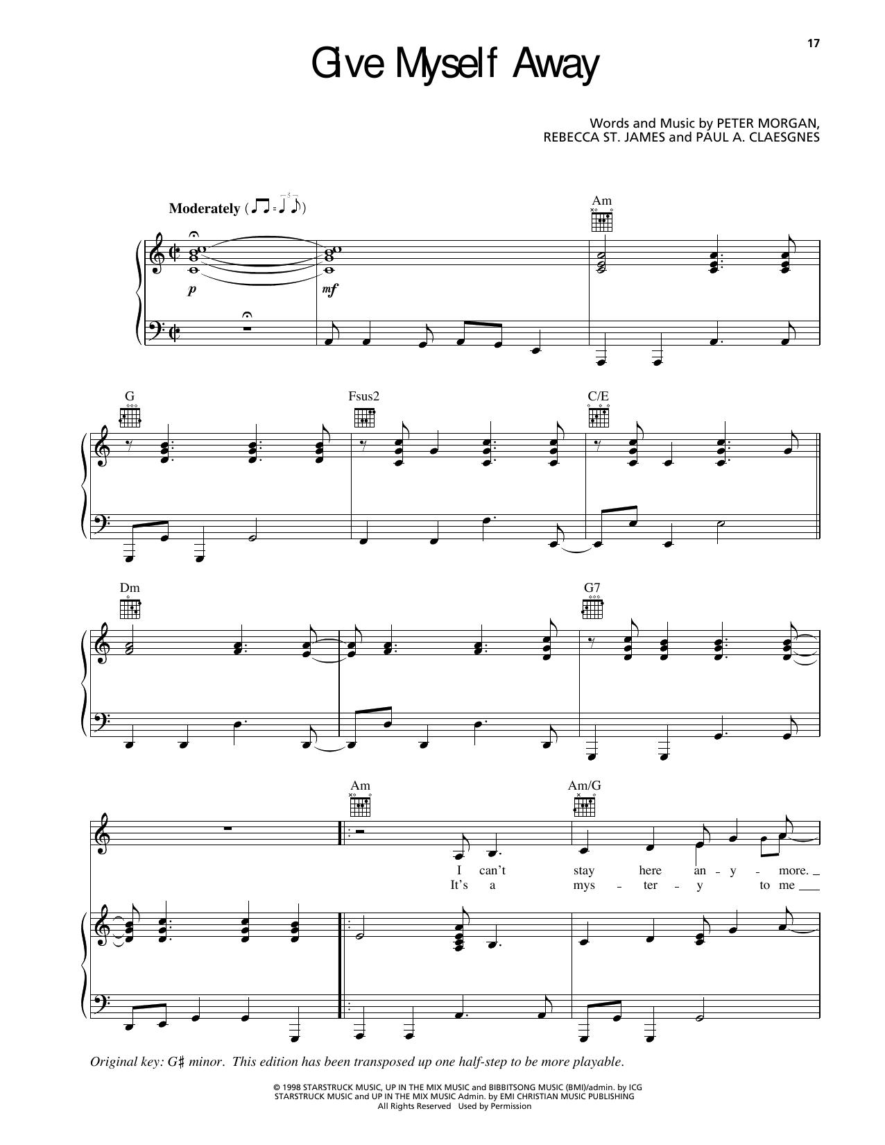Produktgalerie: Seite 1 von 1 Give Myself Away, Rebecca St. James, Gesang, Gitarre, Klavier