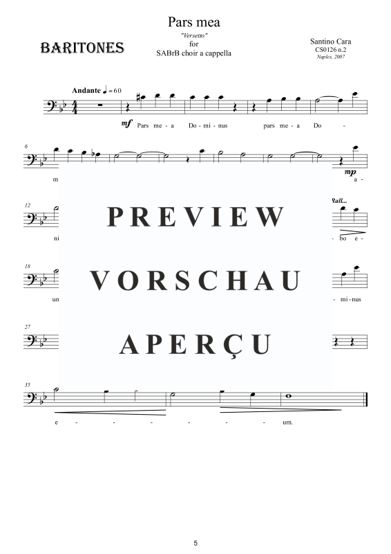 Produktgalerie: Seite 6 von 7 Pars mea - Versetto, , Gemischter Chor SA Bar B a capella