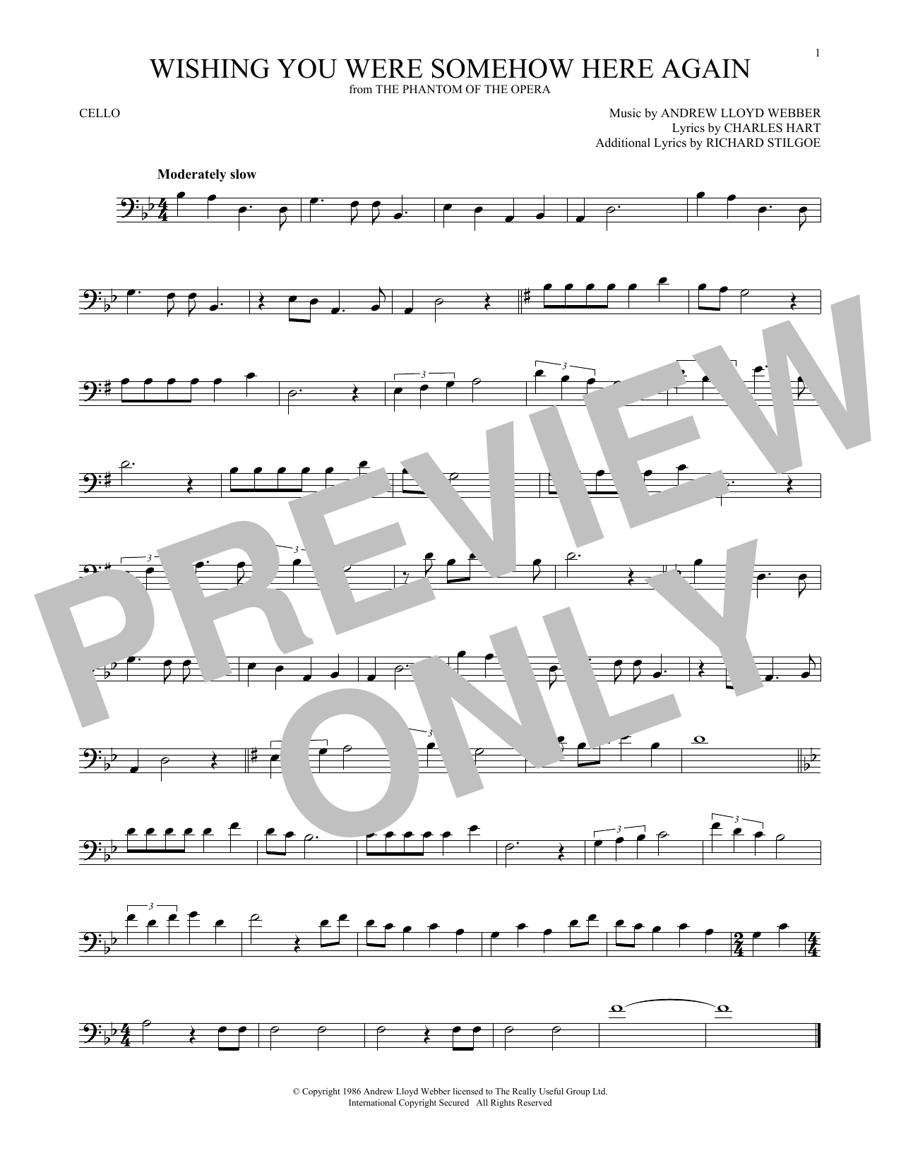 Produktgalerie: Seite 1 von 1 Wishing You Were Somehow Here Again (from The Phantom Of The Opera), Andrew Lloyd Webber, Violoncello