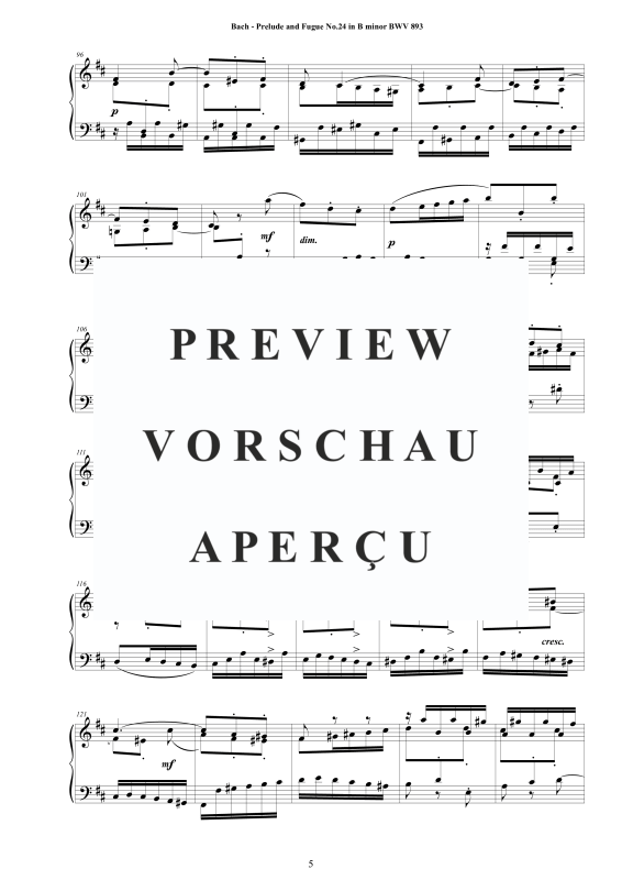 Product gallery: Page 6 of 8 Prelude and Fugue No. 24 in B minor BWV 893, , Solo Piano
