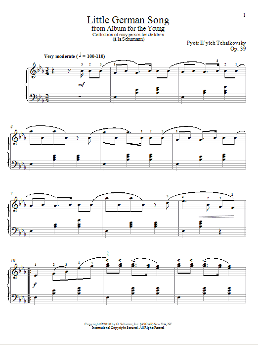 Product gallery: Page 1 of 1 Little German Song, Pyotr Il'yich Tchaikovsky