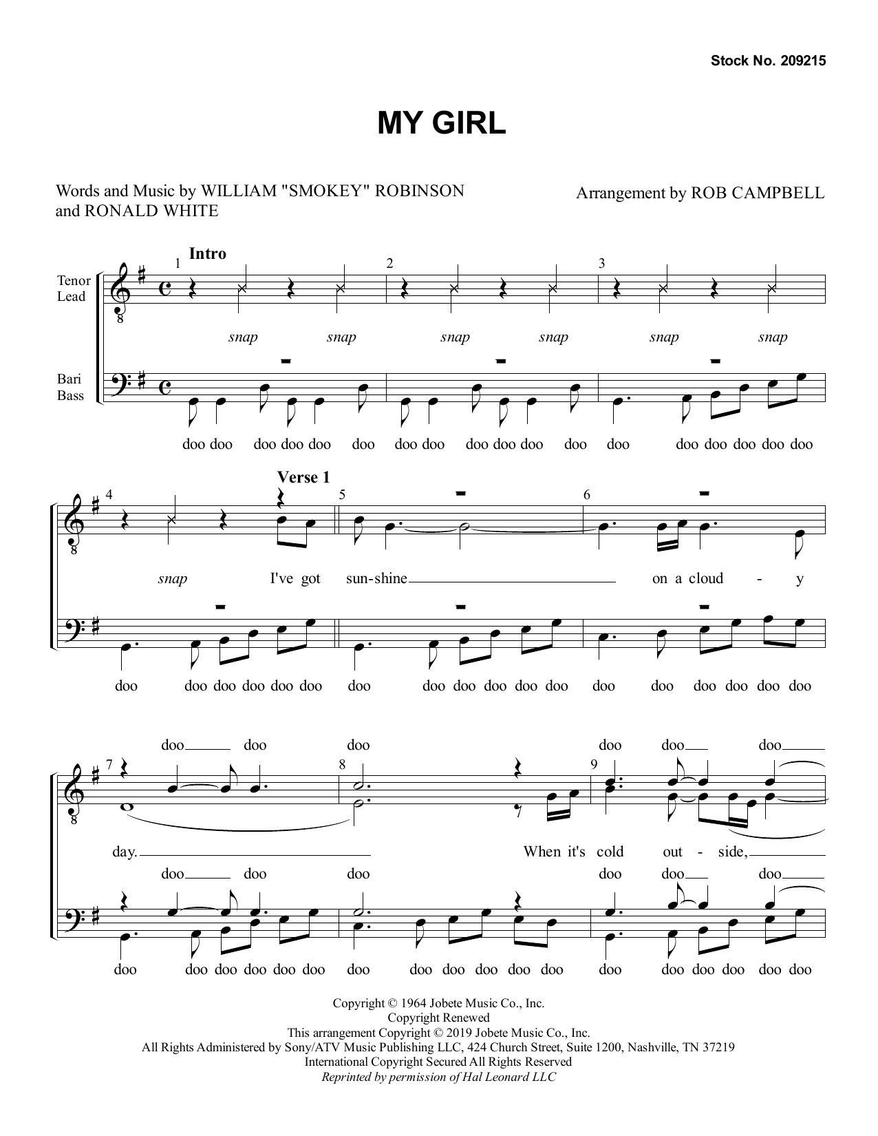Produktgalerie: Seite 1 von 1 My Girl (arr. Rob Campbell), Smokey Robinson, Chor