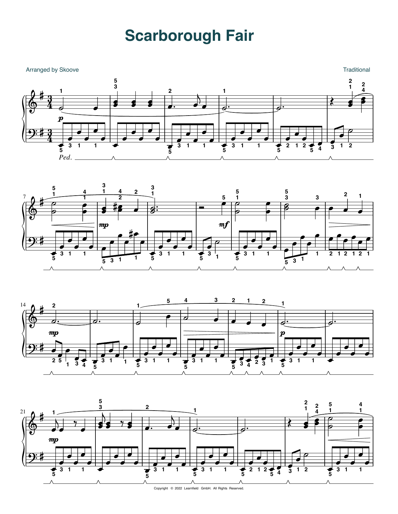 Product picture to: Scarborough Fair (arr. Skoove)