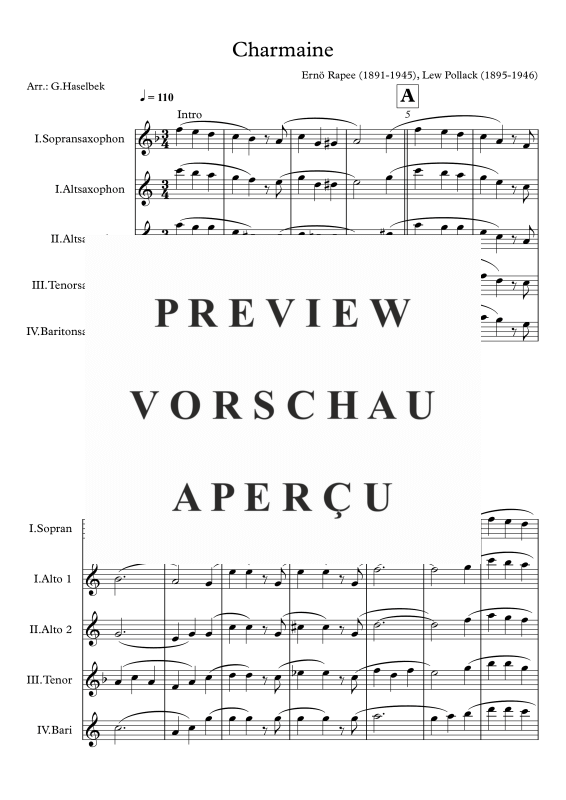 gallery: Charmaine, , Saxophone Quartet S/A A T B