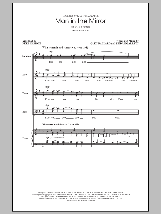 Product picture to: Man In The Mirror (arr. Deke Sharon)