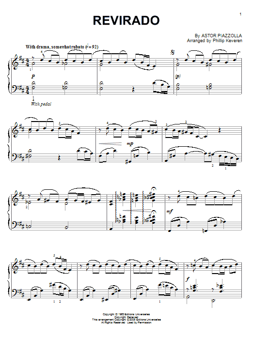 Product gallery: Page 1 of 1 Revirado (arr. Phillip Keveren), Astor Piazzolla