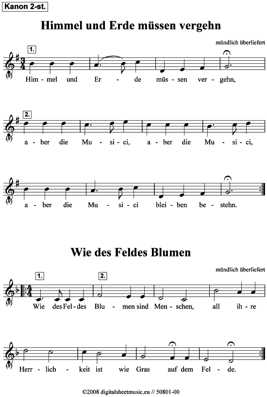 gallery: Himmel und Erde müssen vergehn - Wie des Feldes Blumen, , 