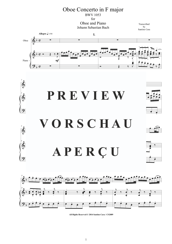 Produktgalerie: Seite 2 von 11 Oboen Konzert in F-Dur BWV 1053, , Oboe und Klavier