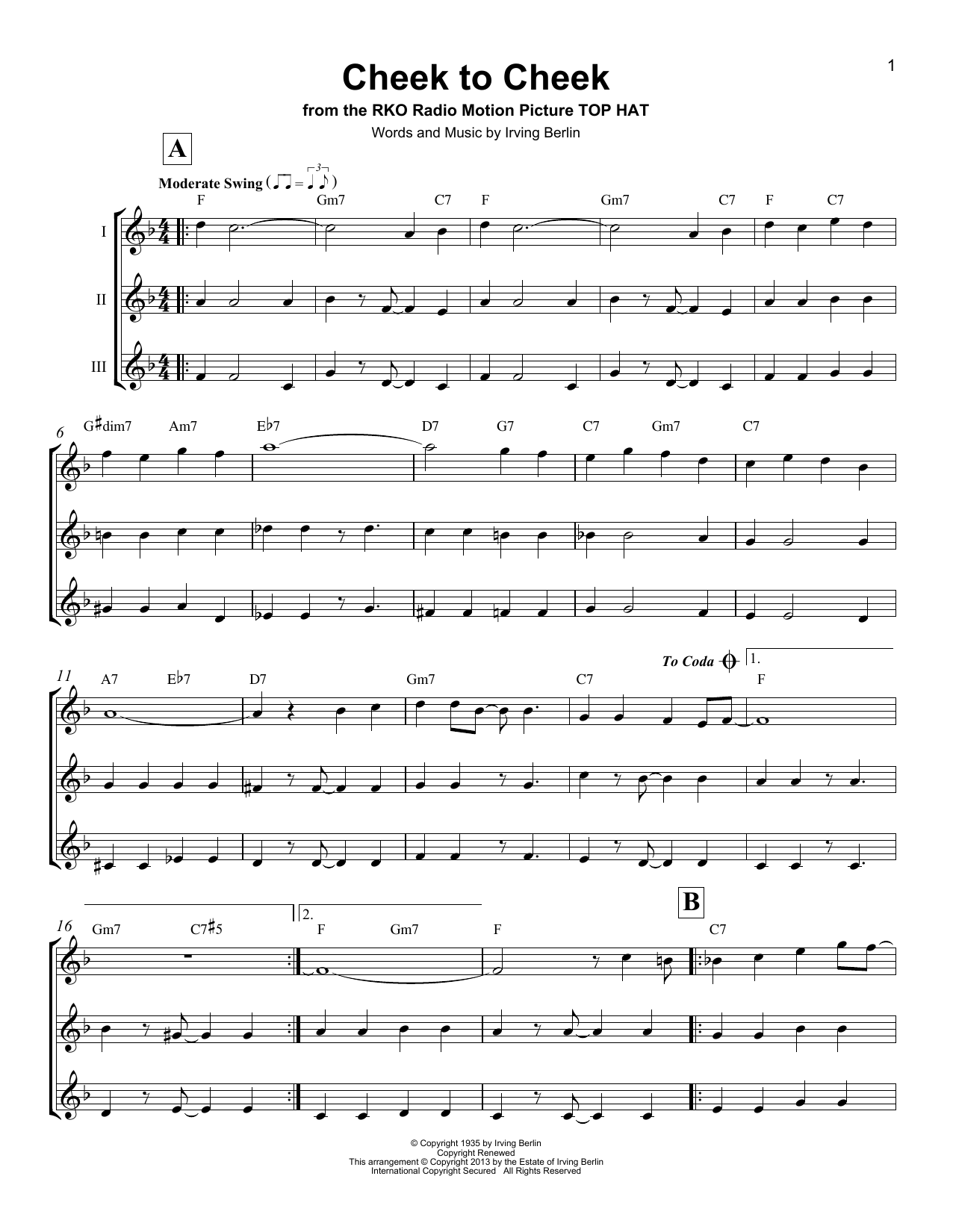 Product gallery: Page 1 of 1 Cheek To Cheek, Irving Berlin