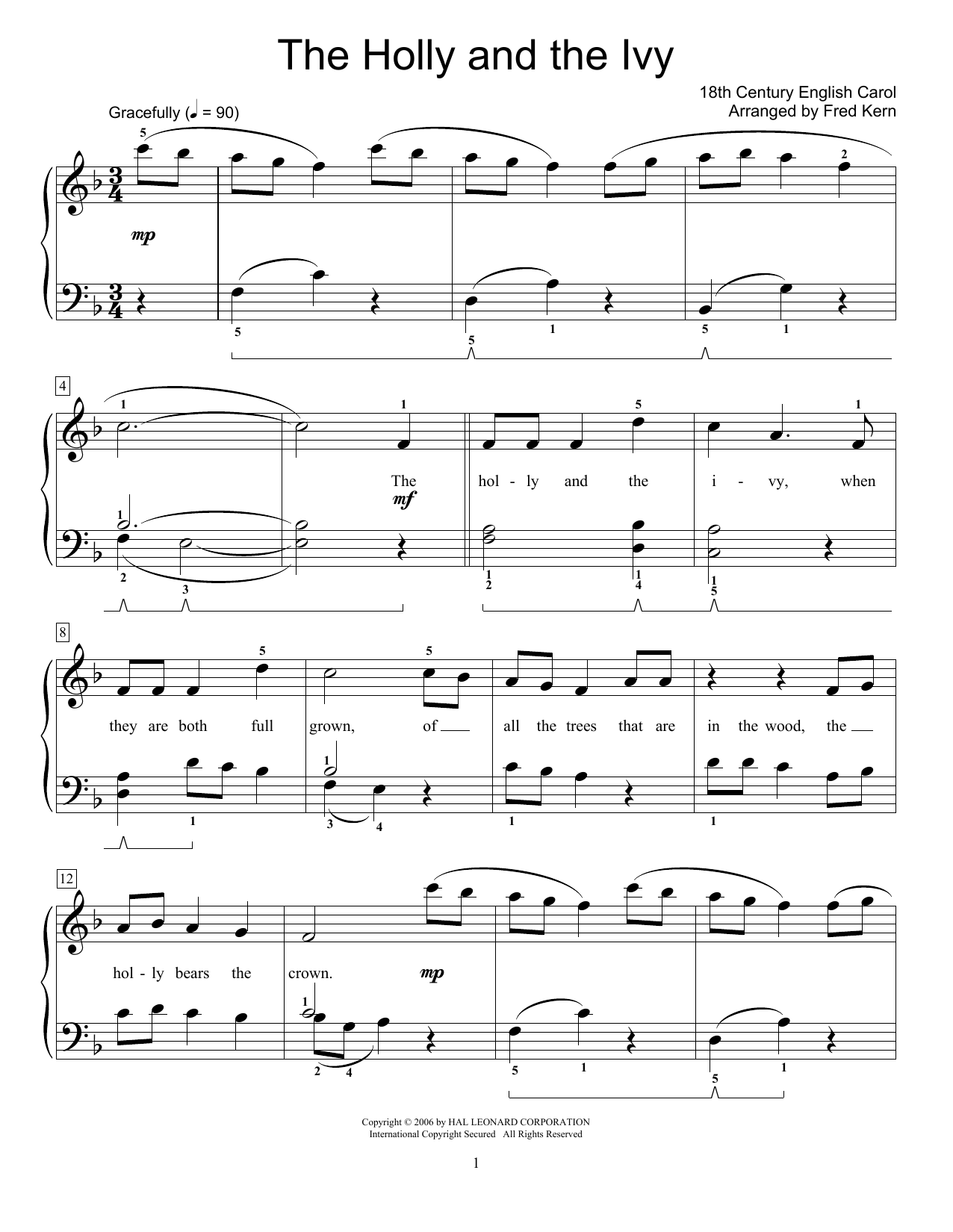 Produktbild zu: The Holly And The Ivy (arr. Fred Kern)