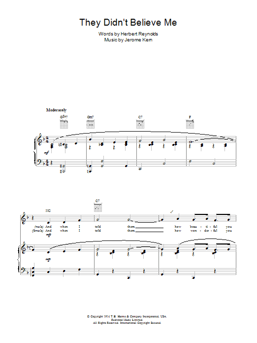 Product gallery: Page 1 of 1 They Didn't Believe Me, Jerome Kern