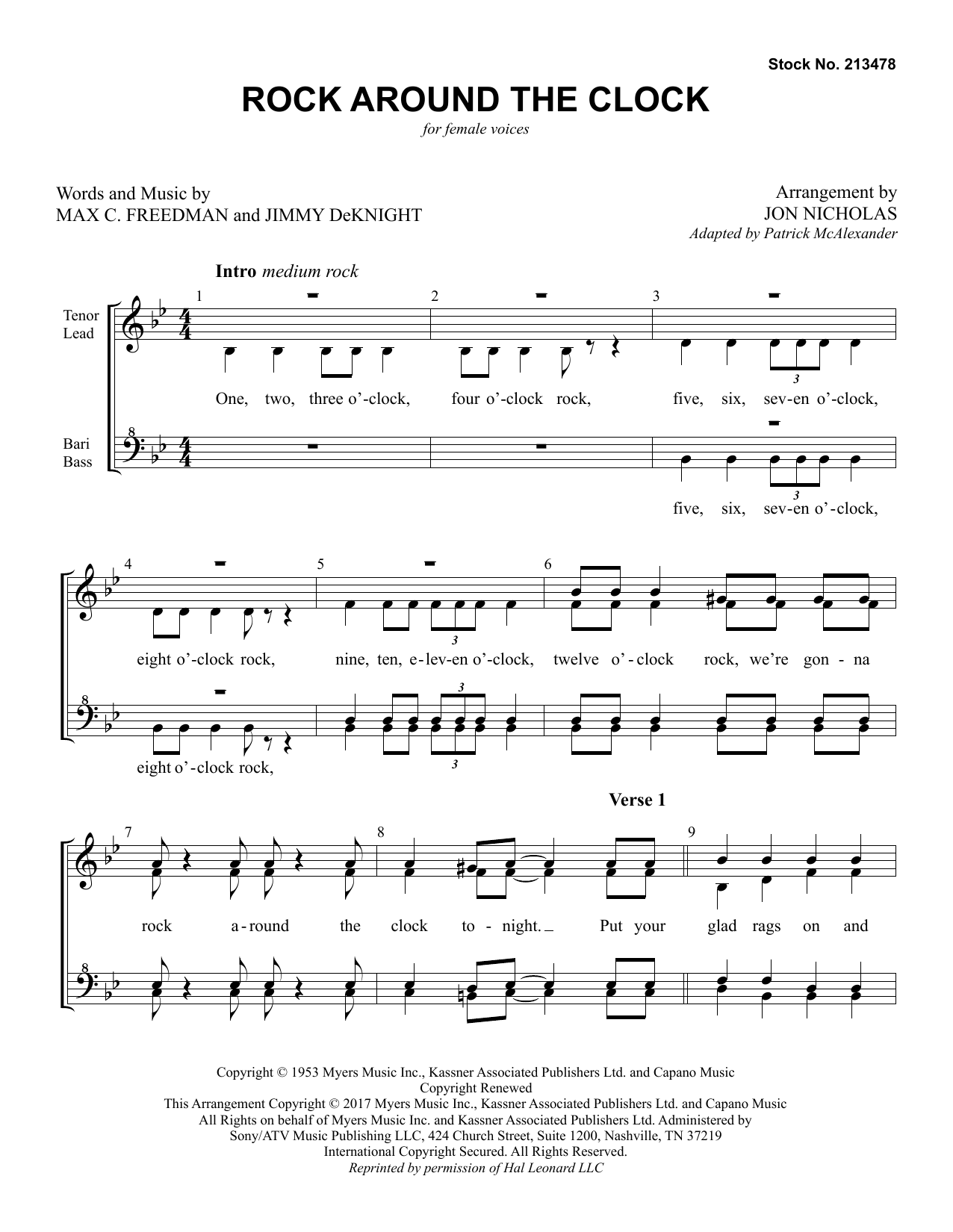 Product gallery: Page 1 of 1 Rock Around The Clock (arr. Jon Nicholas), Max C. Freedman & Jimmy DeKnight