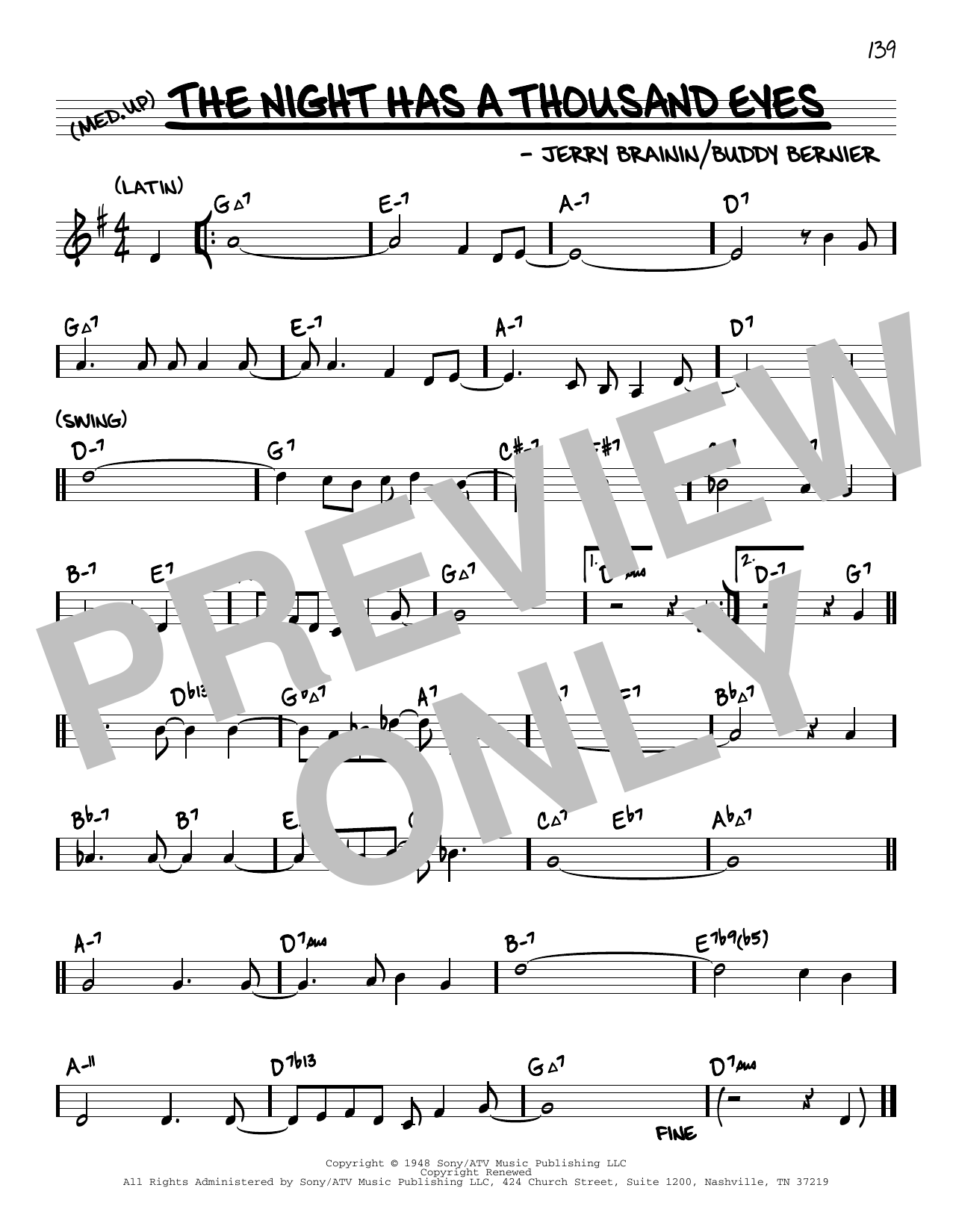 Produktbild zu: The Night Has A Thousand Eyes (arr. David Hazeltine)