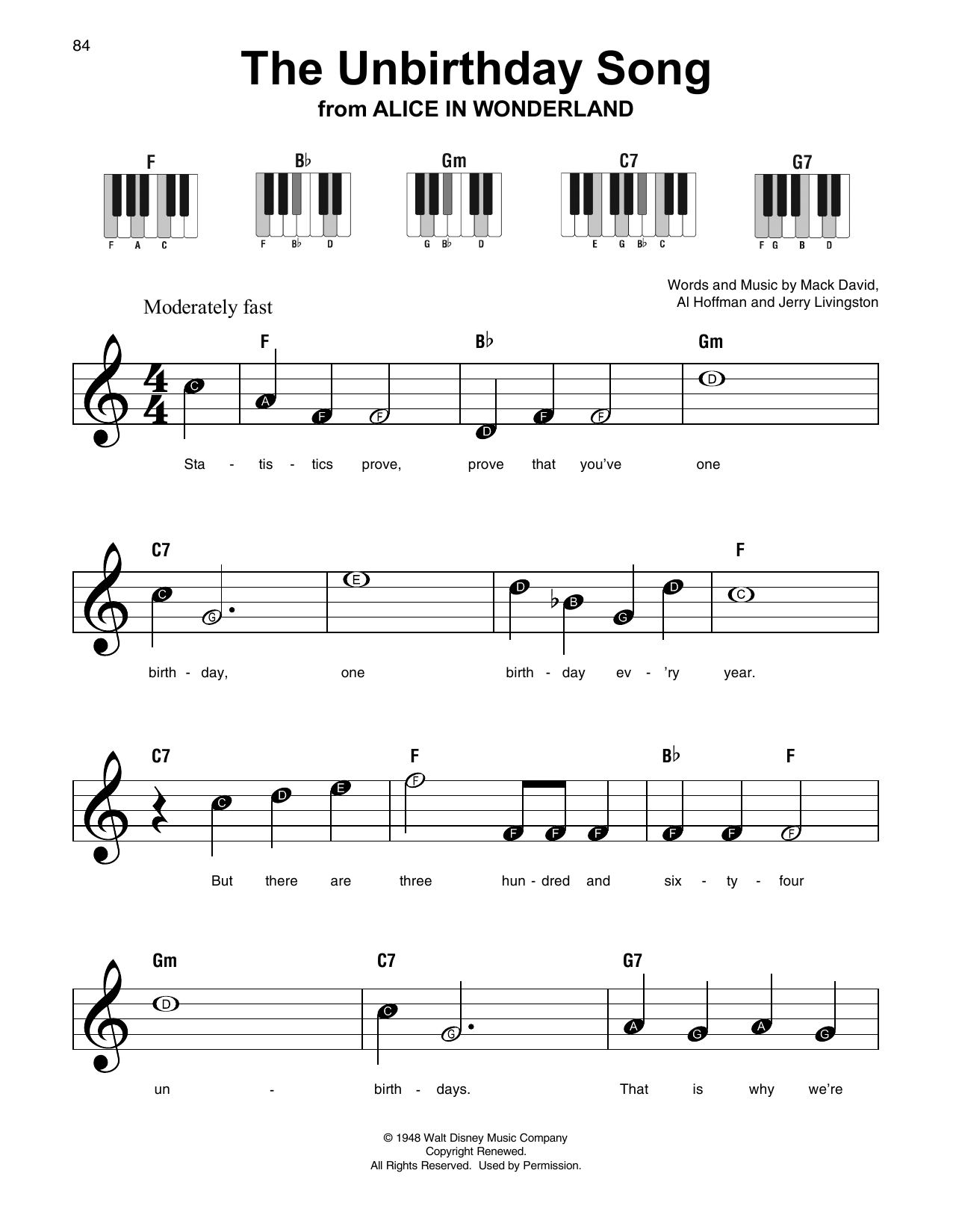 Product picture to: The Unbirthday Song (from Alice In Wonderland)