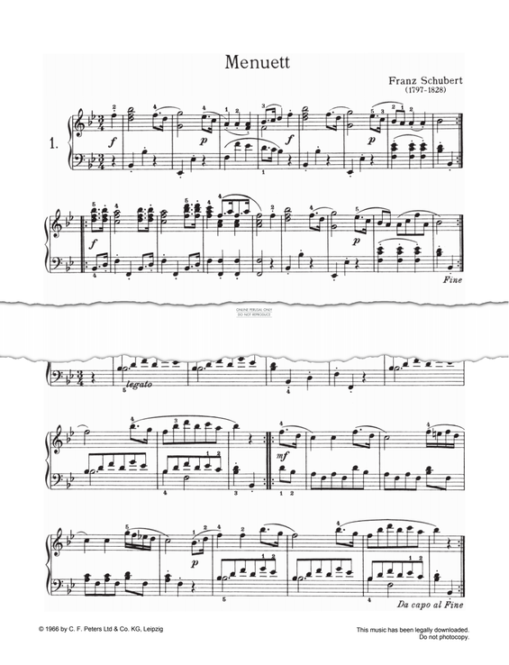 Produktgalerie: Seite 1 von 1 Menuett, Franz Schubert, Klavier