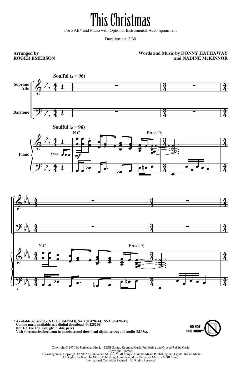 Product picture to: This Christmas (arr. Roger Emerson)