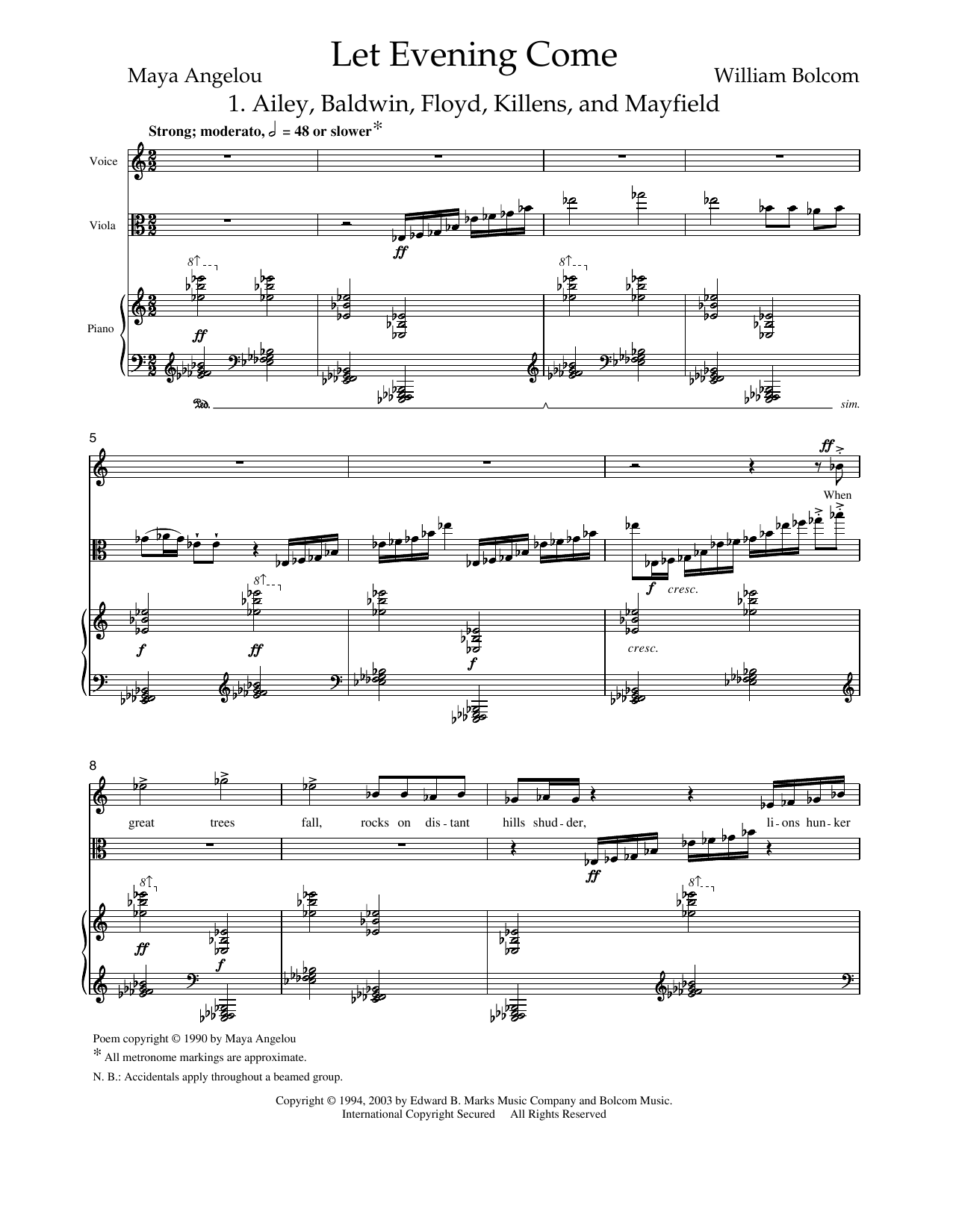 Product picture to: Let Evening Come (for soprano, viola and piano)