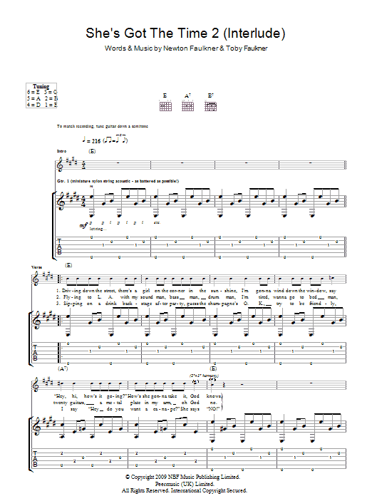 Product gallery: Page 1 of 1 She's Got The Time 2 (Interlude), Newton Faulkner