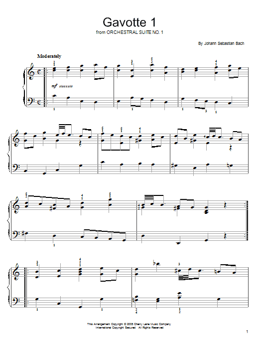 Produktgalerie: Seite 1 von 1 Gavotte 1, Johann Sebastian Bach, Klavier