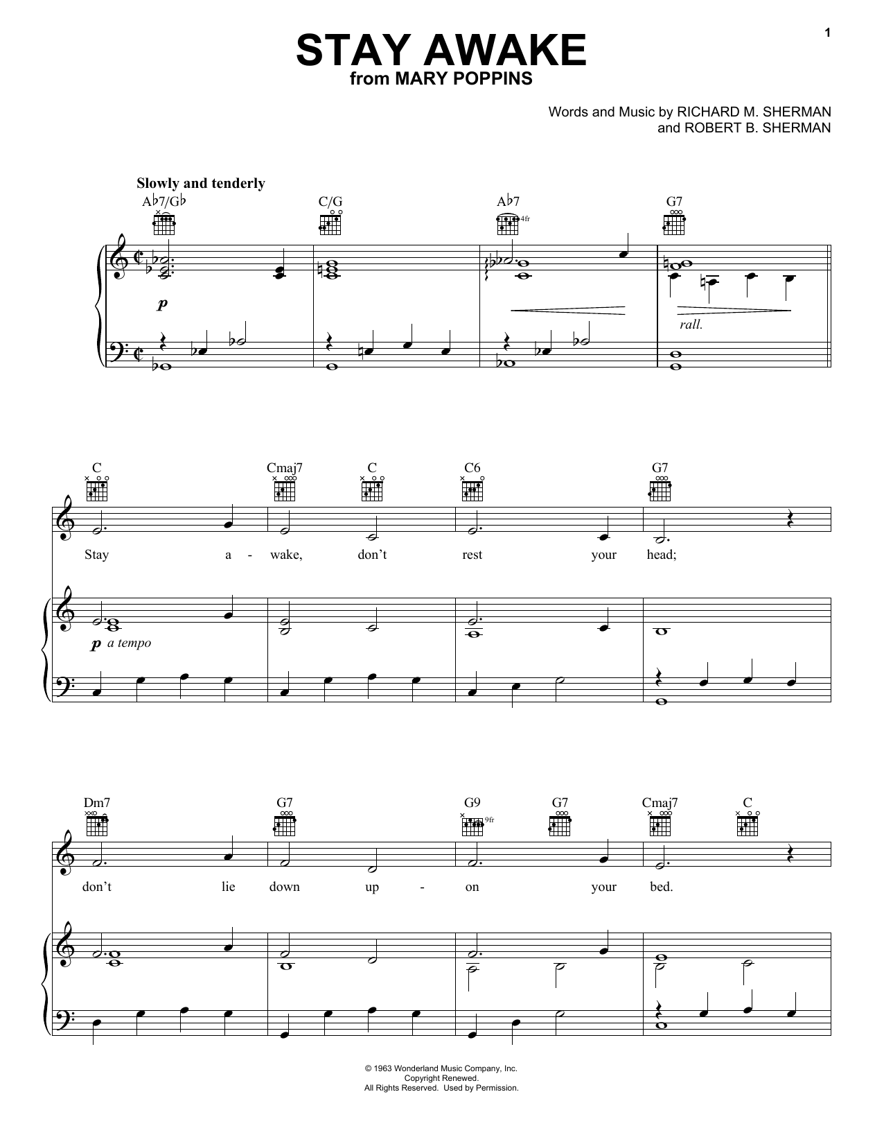 Product picture to:  Stay Awake (from Mary Poppins) - Sherman Brothers