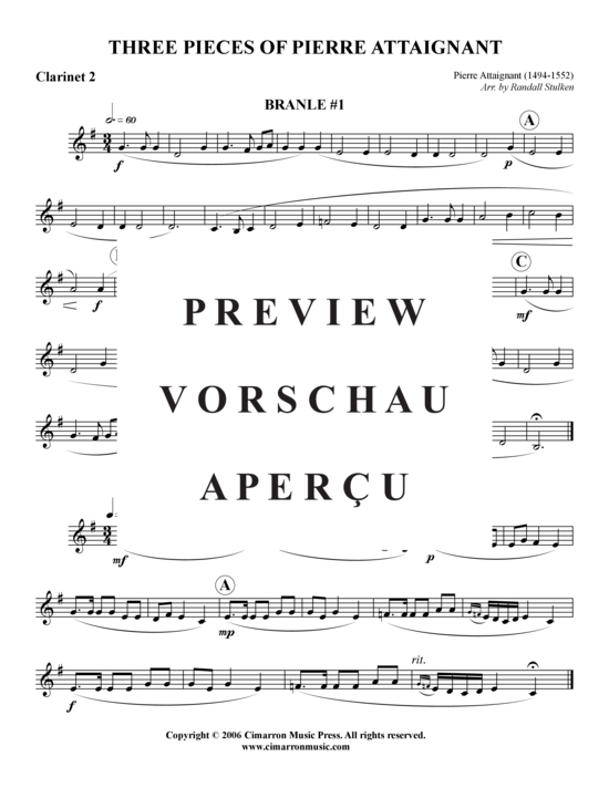Product gallery: Page 10 of 13 Drei Stücke von Pierre Attaignant , , (clarinet quartet)
