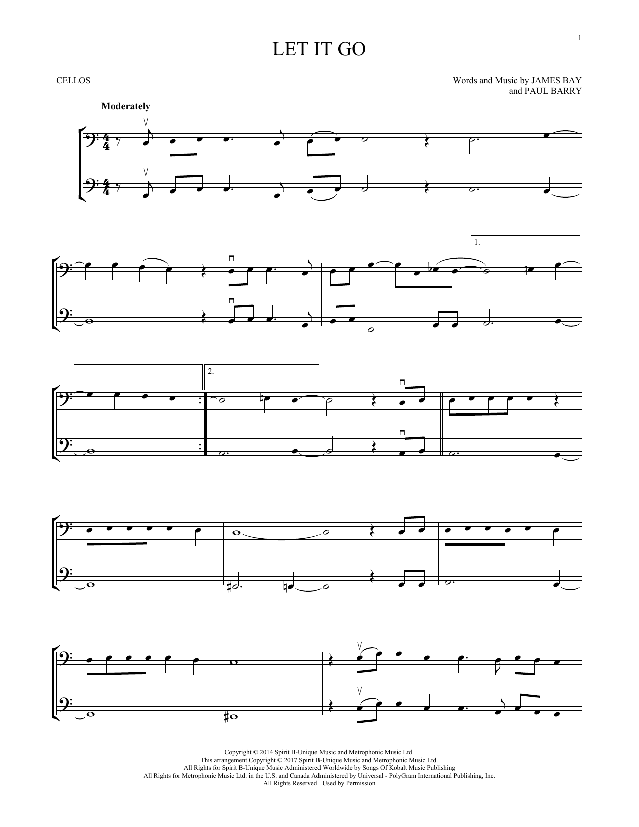 Produktgalerie: Seite 1 von 1 Let It Go, James Bay, Violoncello