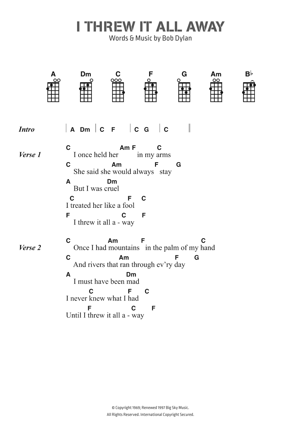 Produktgalerie: Seite 1 von 1 I Threw It All Away, Bob Dylan, Gesang, Gitarre, Klavier