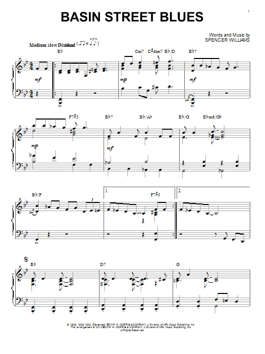 Product gallery: Page 1 of 1 Basin Street Blues (arr. Brent Edstrom), Spencer Williams