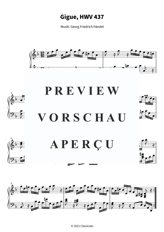 Product gallery: Page 5 of 5 Gigue - Suite Nr. 4 d-Moll HWV 437, , Solo Piano