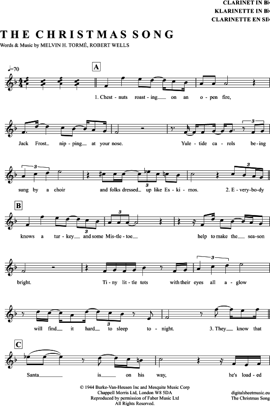 Product gallery: Page 1 of 3 The Christmas Song (Merry Christmas To You) , Torme, Mel, clarinet in B flat