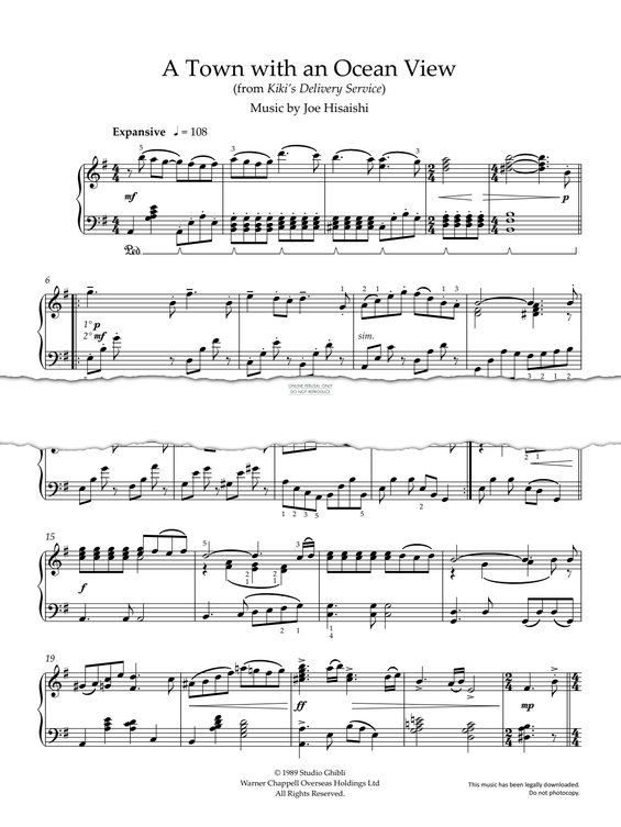Produktbild zu: A Town With An Ocean View (from 'Kiki's Delivery Service') - Joe Hisaishi