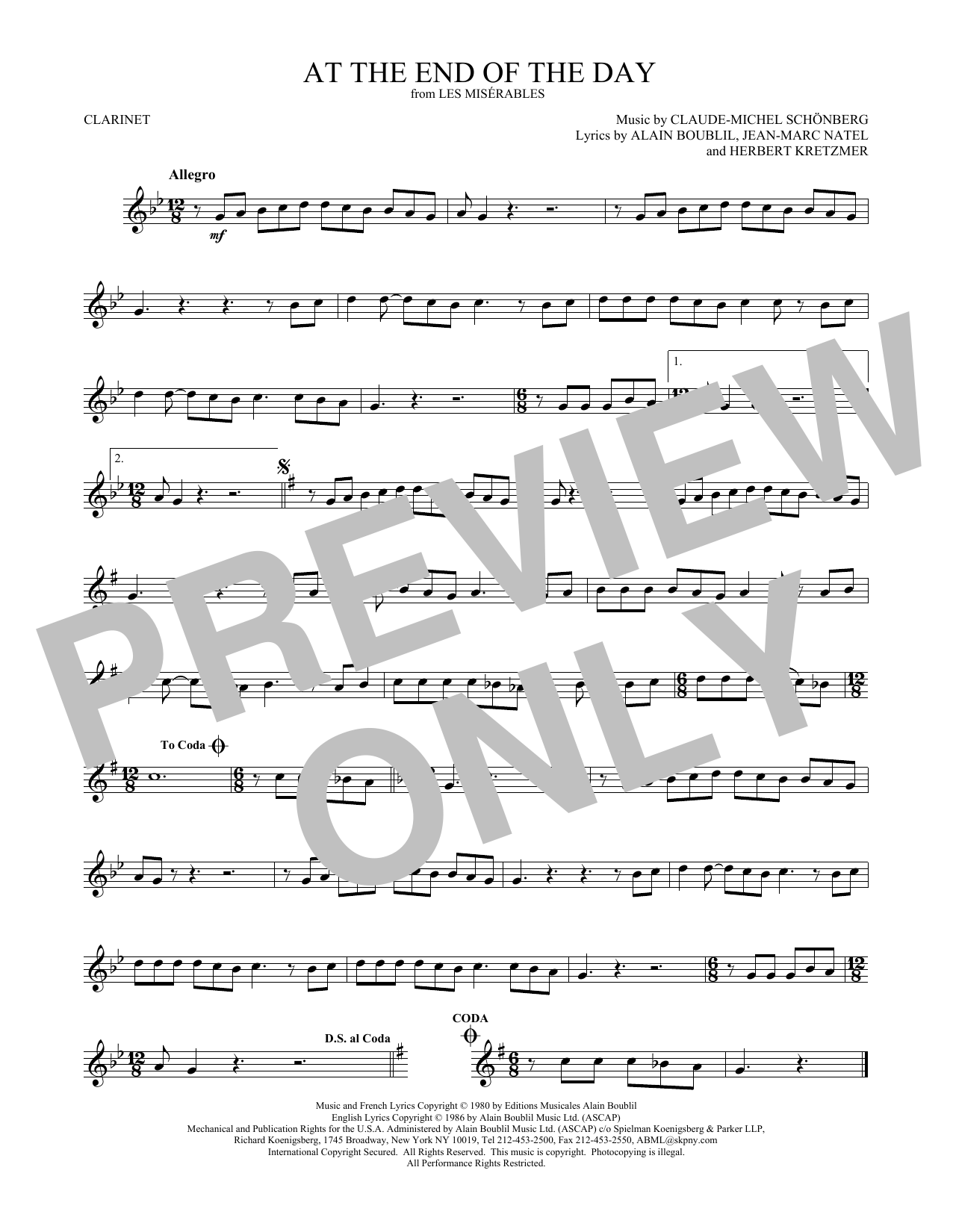 Product gallery: Page 1 of 1 At The End Of The Day, Claude-Michel Schönberg