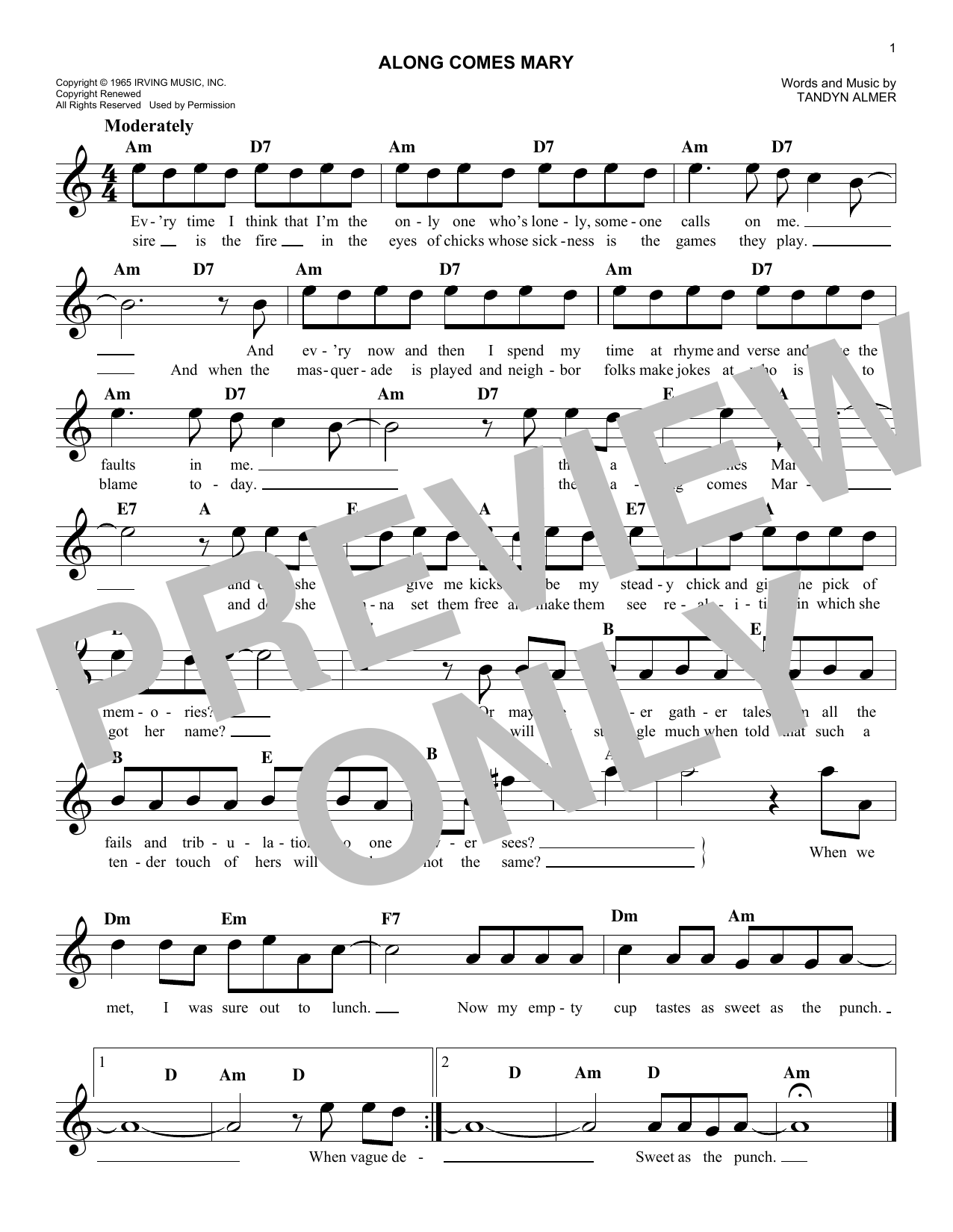 Product picture to:  Along Comes Mary - The Association