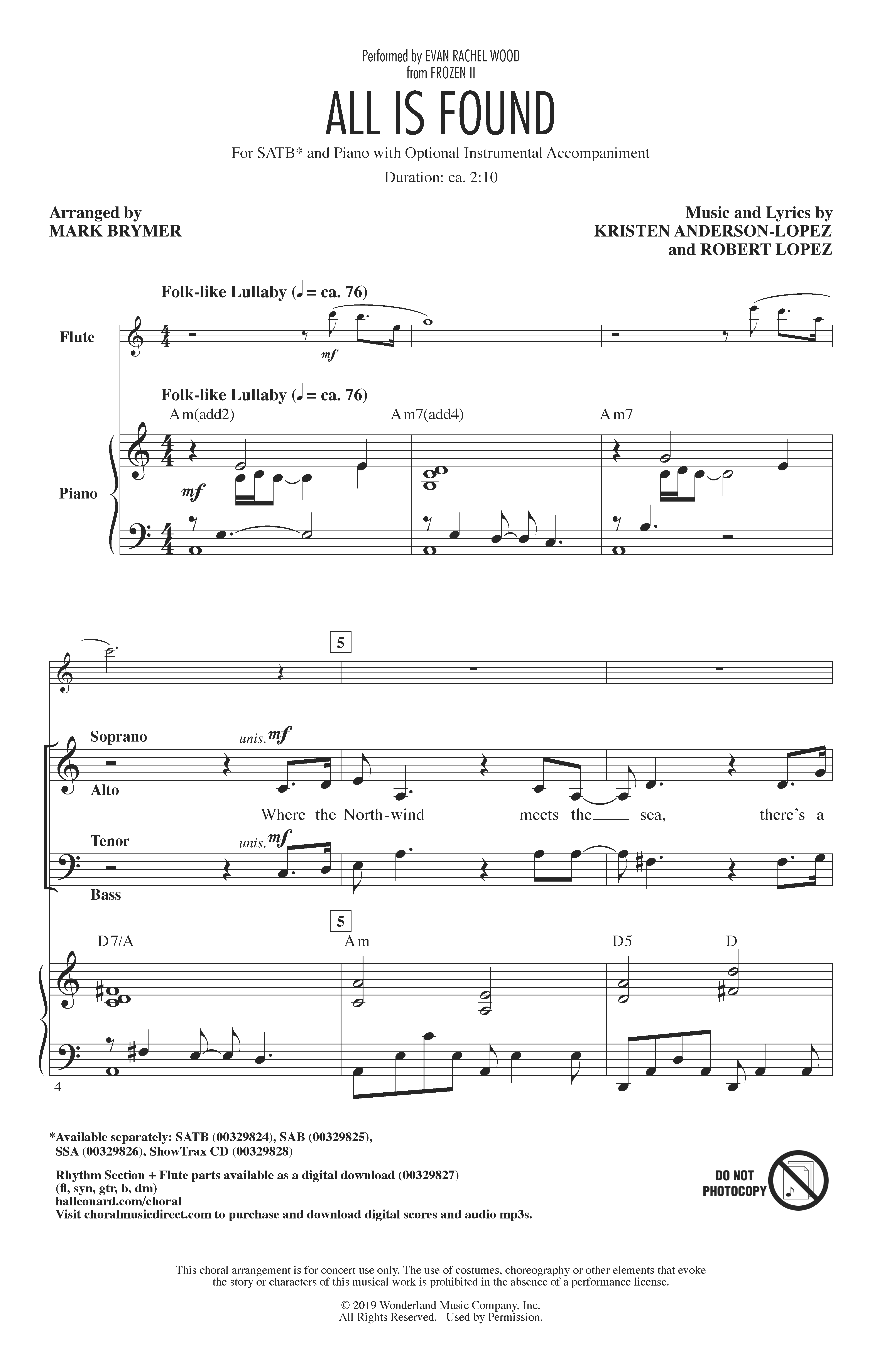 Produktbild zu: All Is Found (from Disney's Frozen 2) (arr. Mark Brymer)