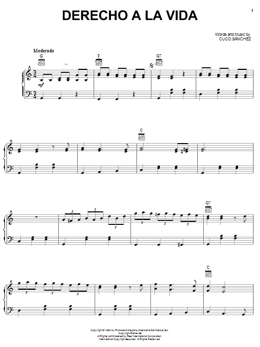Produktgalerie: Seite 1 von 1 Derecho A La Vida, Conjunto Primavera, Gesang, Gitarre, Klavier