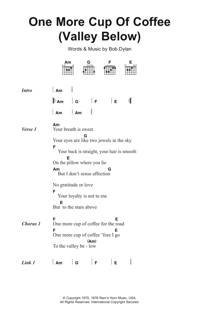 Produktgalerie: Seite 1 von 1 One More Cup Of Coffee (Valley Below), Bob Dylan, Gitarre