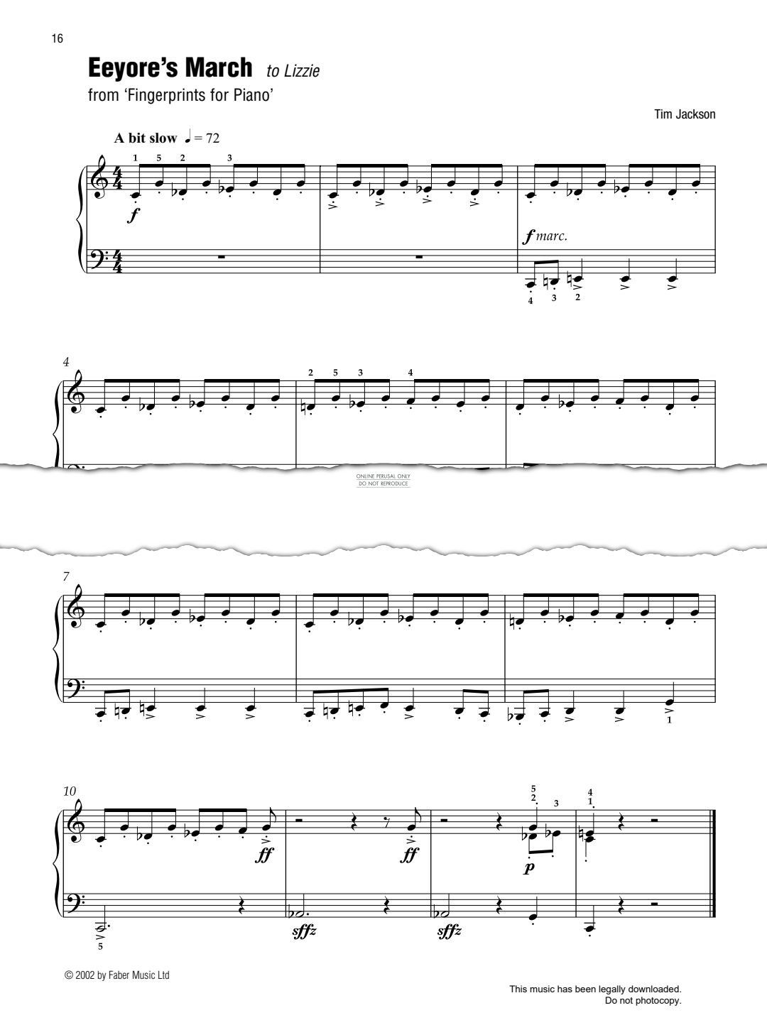 Produktgalerie: Seite 1 von 1 Eeyore's March (from 'Fingerprints for Piano'), Tim Jackson, Klavier