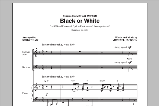 Product picture to: Black Or White (arr. Kirby Shaw)