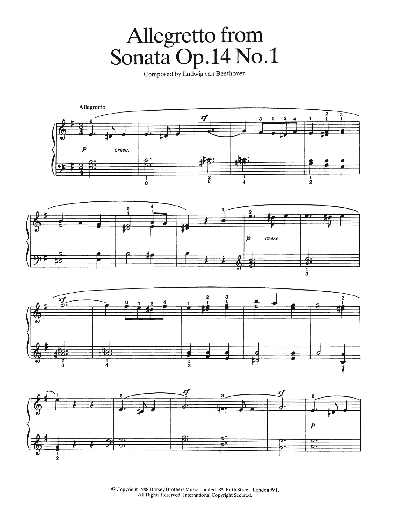 Product picture to: Allegretto from Sonata Op. 14, No. 1