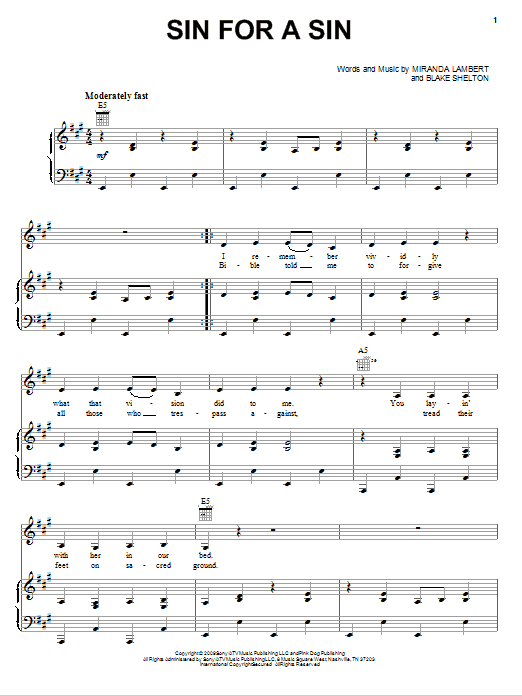 Produktgalerie: Seite 1 von 1 Sin For A Sin, Miranda Lambert, Gesang, Gitarre, Klavier