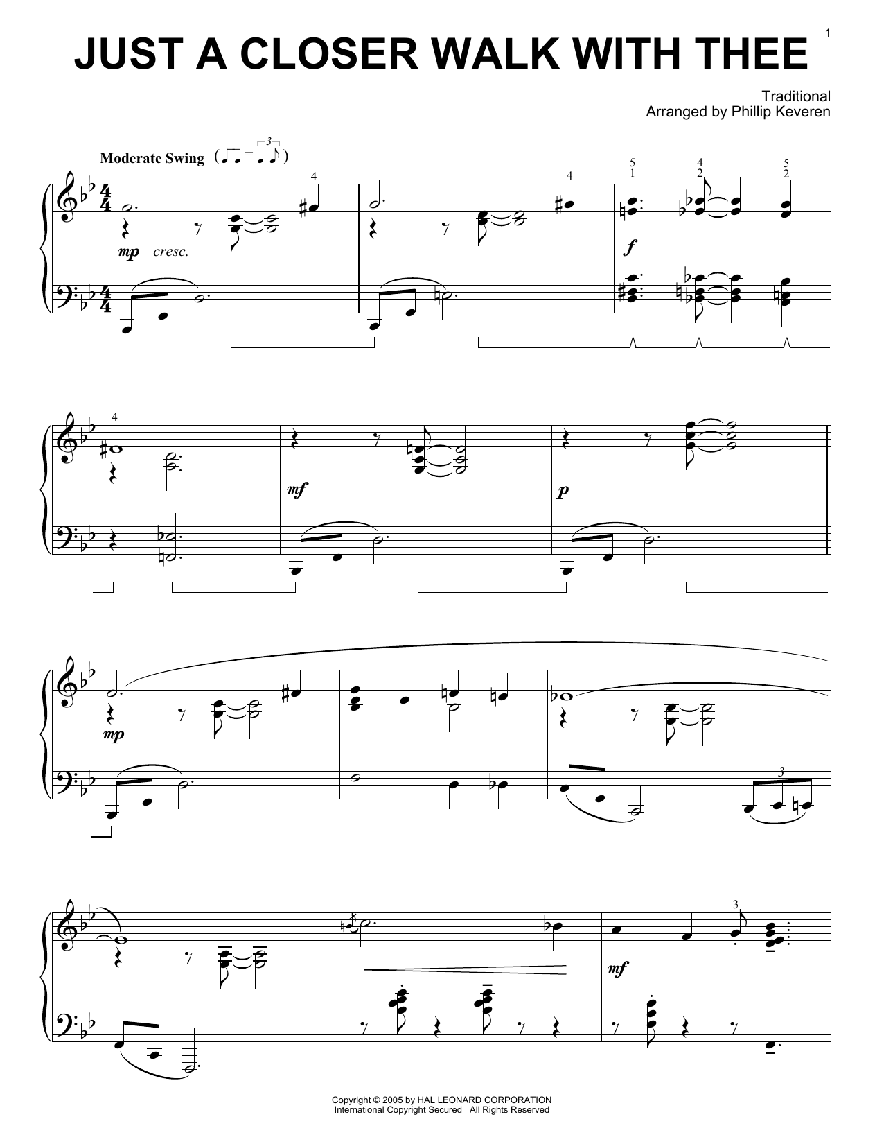 Produktbild zu: Just A Closer Walk With Thee [Jazz version] (arr. Phillip Keveren)