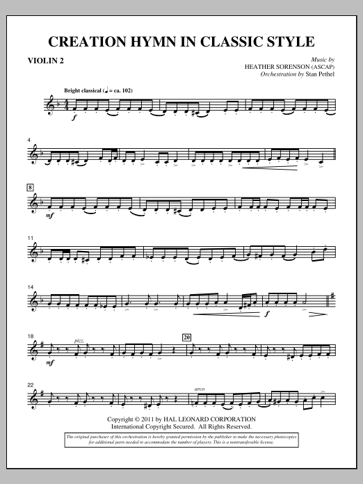 Product picture to: Creation Hymn In Classic Style - Violin 2
