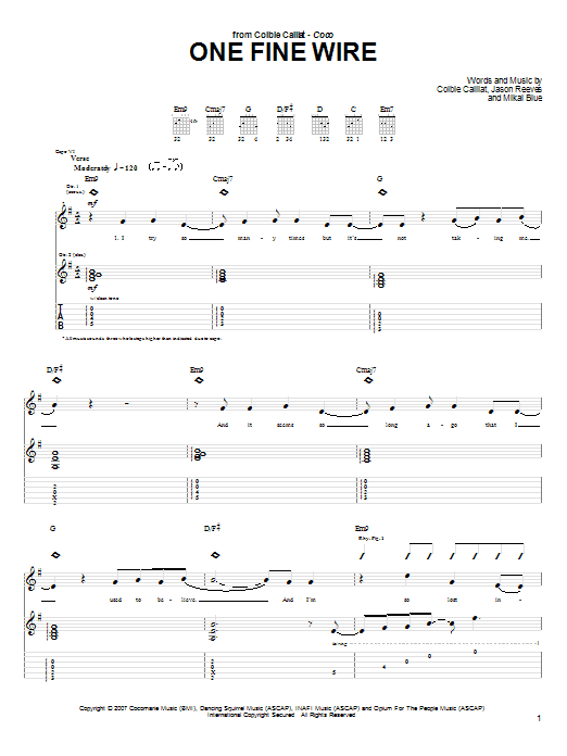 Product gallery: Page 1 of 1 One Fine Wire, Colbie Caillat