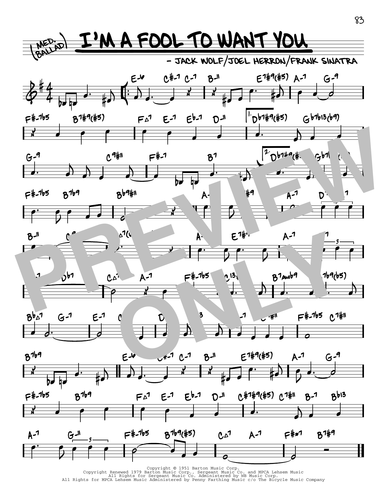 Product picture to: I'm A Fool To Want You (arr. David Hazeltine)